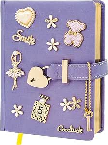 Wonhibo Cute Purple Diary With Lock And Key for Girls Women, B6 Glitter Notebook Journals Adult Gift Secret Set Diary With Lock And Key, Glitter Notebook, Purple Diary, Diary With Lock, Cute Diary, Girls Secrets, Secret Diary, Lock And Key, Gifts For Adults