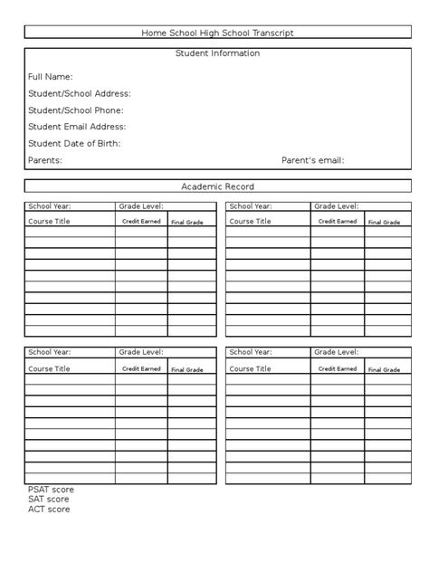 a blank transcript for your homeschooled high school student High School Transcript Template, Home School High School, Transcript Template, Homeschool Transcripts, School Newsletter Template, High School Transcript, Book Review Template, Classroom Newsletter Template, School Newsletter