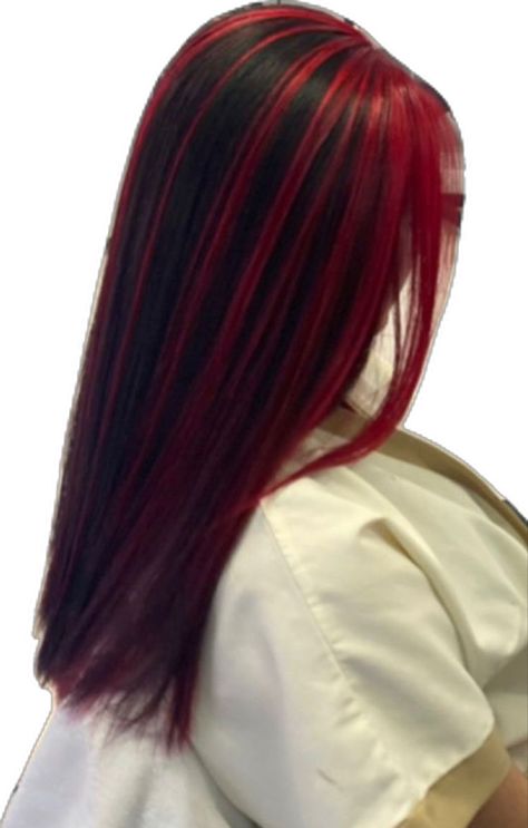 Red Hair Streaks, Blue Hair Streaks, Black Hair With Red Highlights, Black And Red Hair, Red Bob Hair, Vibrant Red Hair, Red Hair With Highlights, Black Red Hair, Short Hair Highlights