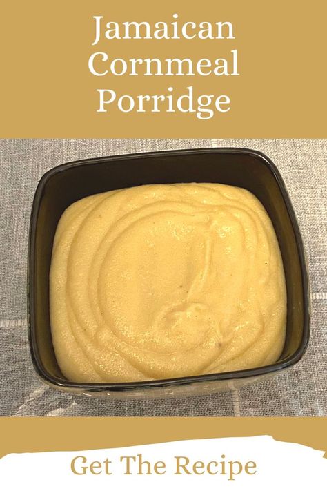 Jamaican cornmeal porridge is creamy, flavorful, and filling. This staple dish is traditionally served for breakfast. Cornmeal Porridge Jamaican, Jamaican Porridge Recipes, Christian Recipes, Jamaican Porridge, Jamaican Cornmeal Porridge, Jamaican Cornmeal Porridge Recipe, Cornmeal Porridge Recipes, Jamaica Recipes, Cornmeal Porridge