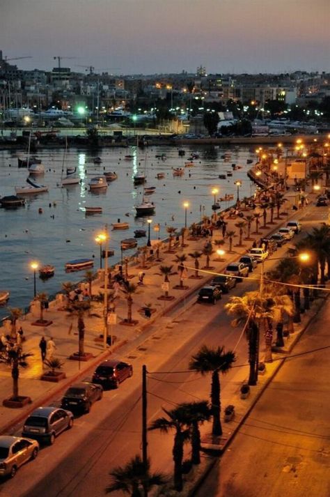 The city of Tas-Sliema, Malta is situated off the Northeastern coast and is one of the most well-known resorts in the world. You will love the dazzling city lights at night. Airline Ticket, Mediterranean Sea, The Mediterranean, Malta, Paradise, Travel