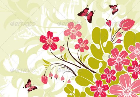 Vector Flourish, Vector Flower Design, Vector Garden, 2000s Wallpaper, Frutiger Metro, Grunge Illustration, Flower Foliage, Y2k Background, Creative Decoration