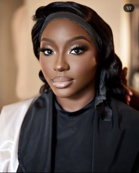 African Bride Makeup, Luxury Bridal Makeup, Natural Glam Makeup Wedding Brides, Black Bridal Makeup Dark Skin, Fall Bridal Makeup For Brown Eyes, Wedding Makeup Dark Skin, Bridal Makeup Dark Skin, Bridal Makeup Black Women, Wedding Makeup Dark