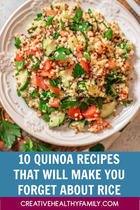 If you want more nutrition and healthier meals, check out these amazing and easy to make 10 quinoa recipes that will make you forget all about rice. Quinoa is so delicious! Easy and healthy appetizers, lunch and dinner recipes for you and your family. #quinoa #recipes #healthy #nutrition #dinner #meals Curry Quinoa Recipes, Quinoa Recipes Dinner Vegetarian, Nutrition Dinner, Herbed Quinoa, Quinoa Recipes Dinner, Quinoa Recipes Easy, Lunch And Dinner Recipes, Quinoa Recipes Healthy, More Nutrition