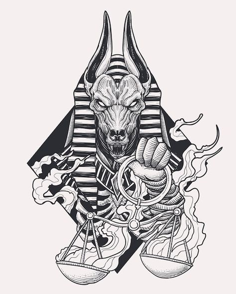 Anubis Chest Tattoo, Egpty Gods Tattoo, Anubis Tattoo Egyptian Mythology, Egyptian Tattoo Stencil, Anubis Back Tattoo, Anubis Tattoo Design Sketch, Egyptian Gods Tattoo, Anubis Tattoo Stencil, Anubis Illustration