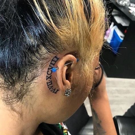 Behind Ear Tattoos, Girl Neck Tattoos, Model Tattoo, Roman Numeral Tattoos, Neck Tattoos Women, Black Girls With Tattoos, Inspiration Tattoos, Pretty Tattoos For Women, Dope Tattoos For Women