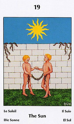 The Sun - Barbara Walker Tarot Barbara Walker, Pagan Magick, Dylan Dog, Rider Waite Deck, Epic Of Gilgamesh, Major Arcana Cards, Tarot Major Arcana, Oracle Tarot, Rider Waite