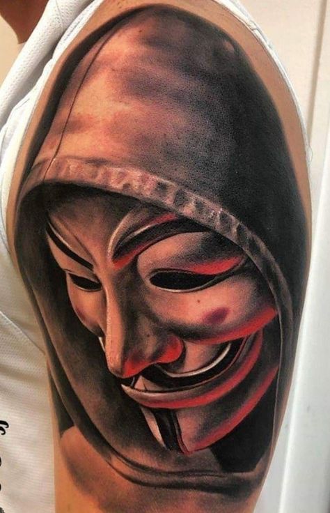 V For Vendetta Tattoo, Anonymous Tattoo, Vendetta Tattoo, Tato Realis, Finger Tattoos Words, V Pour Vendetta, Tiger Tattoo Sleeve, Mujeres Tattoo, Joker Harley