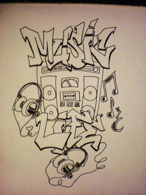 Graffiti Music Art, Tattoo Style Drawings Sketches, Music Drawings Doodles, Kurama Susanoo, Music Graffiti, Text Wallpaper, Graffiti Alphabet Styles, Graffiti Lettering Alphabet, Graffiti Art Letters