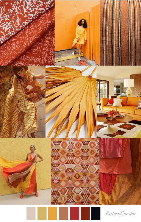 Mood Board Fashion Inspiration, Pattern Curator, Sunrise Colors, Print And Pattern, Color Forecasting, Color Trends Fashion, Tequila Sunrise, Ui Design Inspiration, Color Mix