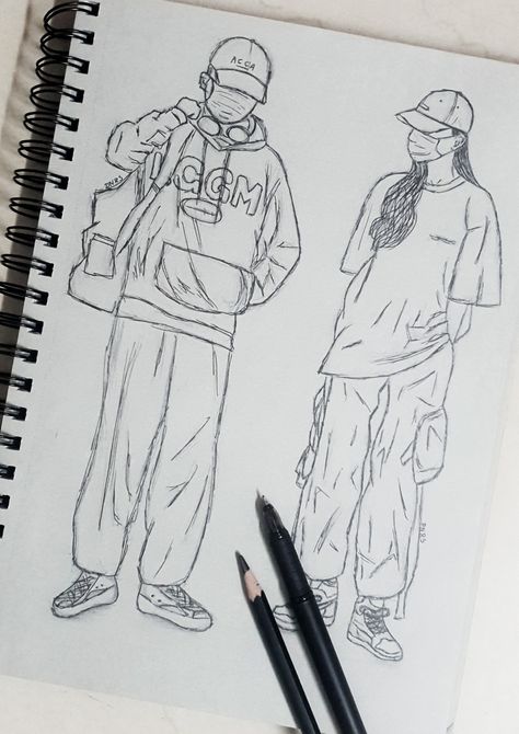 Baggy Clothes Drawing, Tomboy Drawing, Human Sketch, Clothes Drawing, Human Figure Sketches, Nature Art Drawings, Color Drawing Art, Figure Sketching, Baggy Clothes