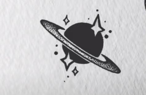 Saturn Flash Tattoo, Saturn Aesthetic Drawing, Astronomy Tattoo Ideas, Saturn Doodle, Saturn Tattoo Ideas, Small Saturn Tattoo, Small Planet Tattoo, Planet Tattoo Design, Saturn Tattoo Design