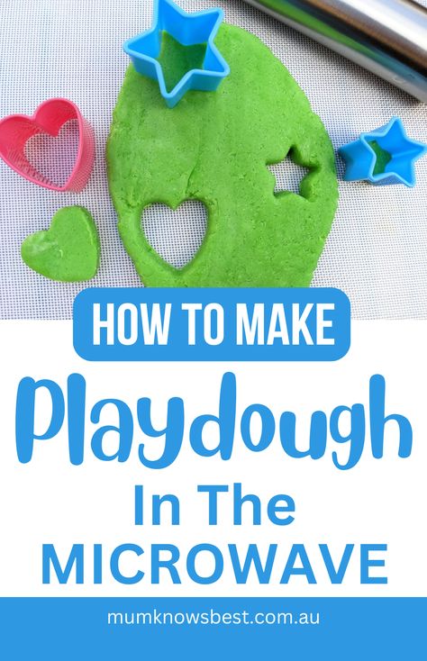 How to make playdough in the microwave - microwave playdough recipe by Mum Knows Best. Easy Playdough, Make Your Own Playdough, Make Playdough, Easy Playdough Recipe, Diy Playdough, Modeling Dough, Homemade Playdough Recipe, Playdough Recipe, Homemade Playdough