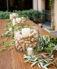 Wine Cork Centerpiece, Wine Cork Wedding, Non Floral Centerpieces, Italian Inspired Wedding, Italian Party, Italian Theme, Deco Champetre, Tafel Decor, Wine Dinner