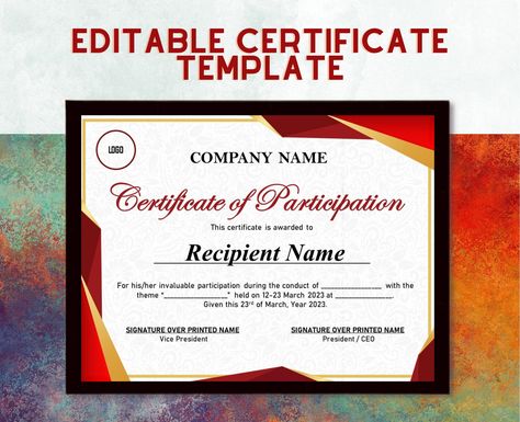 Certificate Of Attendance Template, Awards Certificates Template Editable, Certificate Of Participation Design, Certificate Design Template Editable, Sample Certificate Of Recognition, Certificate Appreciation, Participation Certificate, Certificate Of Participation, Certificate Of Appreciation Template