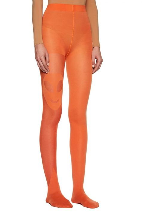 Women's Luxury Tights: Italian Hosiery | Maison Soksi Orange Tights, Flat Seam, Logo Knit, Hosiery, Mid Rise, Tights, In Italy, Socks, Italy