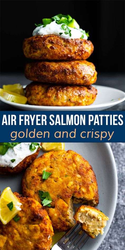 Crispy Salmon Recipes, Salmon Recipes Air Fryer, Crispy Salmon Recipe, Air Fryer Salmon Patties, Air Fryer Recipes Salmon, Canned Salmon Recipes, Crispy Salmon, Salmon Recipes Baked Healthy, Air Fryer Salmon