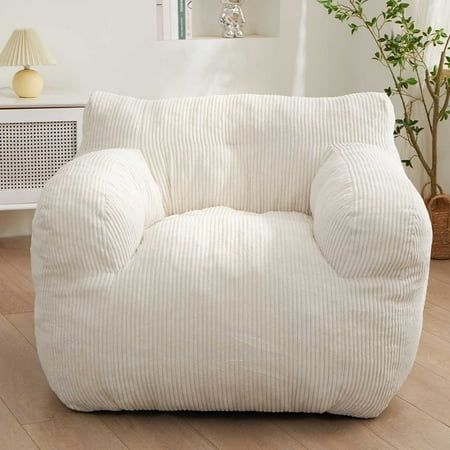 Bean Bag Chair Size-35"x33"x29", large enough for teenagers,as well as children. The bean bag couch needs about 1-2days to breathe and recover its elasticity after taking it out of the box Size: M.  Color: Beige. Puff Chair, Giant Bean Bag, Big Comfy Chair, Giant Bean Bag Chair, Bean Bag Bed, Kids Couch, Comfy Reading, Adult Bean Bag Chair, Giant Bean Bags