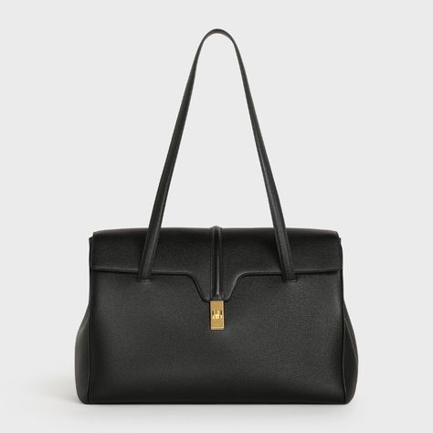 Large Soft 16 bag in Supple Grained Calfskin - Black - 194043CR8.38NO | CELINE Celine Soft 16, Celine 16, Soft Fashion, Fragrance Samples, Hedi Slimane, Kaia Gerber, Celine Bags, Celine Bag, New Sneakers