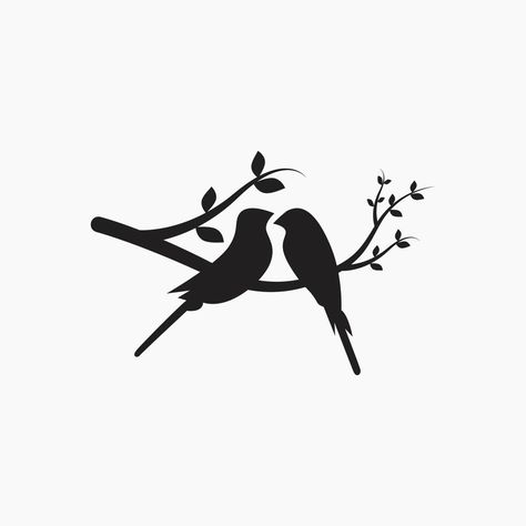 Love Bird Silhouette, Birds On The Wire, Love Birds Tattoo Design, Love Bird Tattoo, Friend Signs, Two Birds On A Wire, Bird Silhouette Tattoos, Couple Birds, Birds Couple