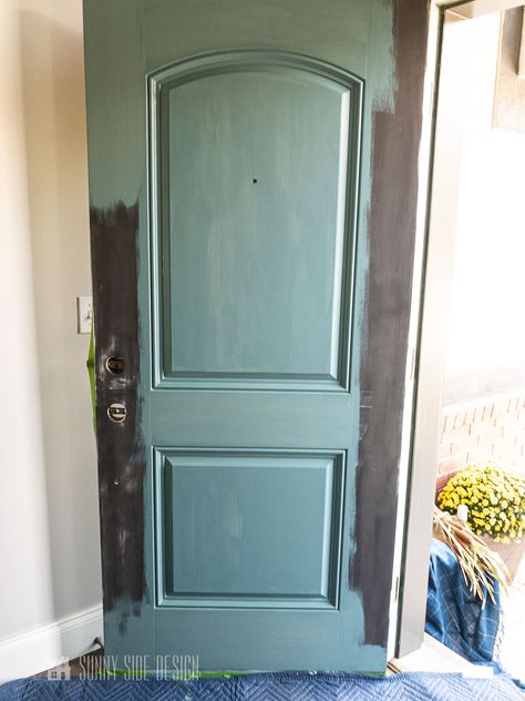 How to Paint a Front Door | Like a Pro | Sunny Side Design Painting French Doors, Cheap Curb Appeal, Painted French Doors, Painted Exterior Doors, Side Design, Red Door, Exterior Door, Exterior Doors, Exterior Paint