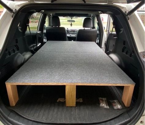 Felicia Fullwood - DIY SUV PLATFORM THAT SLEEPS 2 PEOPLE FOR $60 Suv Bed, Micro Camper Diy, Build A Bed, Build A Platform Bed, Camper Beds, Van Bed, Suv Camper, Diy Platform Bed, Suv Camping