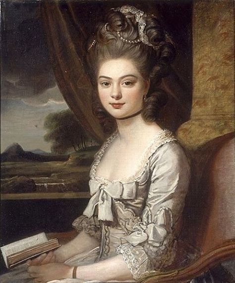 Portrait of Miss Hill by Sir Nathaniel Dance-Holland, ca. 18th c. @dames_a_la_mode #GeorgianJanuary #white theme ❤❤❤ 18th Century, A Book, A Woman