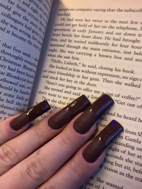 Coffe Nail Ideas, Nails Inspiration Brown, Long Brown Nails, Square Nails Inspiration, Coquette Nails Aesthetic, Nails Long Square, Coquette Nails, Long Square Nails, Nails Aesthetic