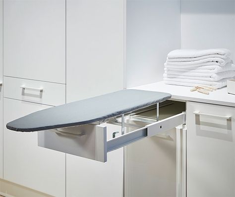 Vauth-Sagel VS ADD Iron - Ironing Board Folds Out Of Drawer | Fit NZ Hidden Ironing Board Ideas Cabinets, Pullout Ironing Board, Iron Board Drawer, Ironing Board Drawer, Fold Out Ironing Board, Built In Ironing Board, Pull Out Ironing Board, Laundry Reno, Laundry Room Countertop