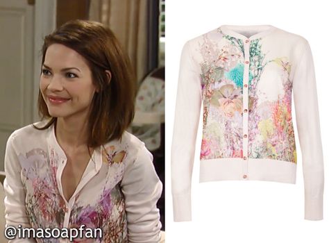 I'm a Soap Fan: Elizabeth Webber's Floral Cardigan - General Hospital, Season 52, Episode 167, 11/25/14 #GH #GeneralHospital #TedBaker General Hospital Elizabeth Webber, Elizabeth Webber, Hospital Outfit, Floral Cardigan, General Hospital, Ted Baker, Trendy Outfits, Fashion Blog, Soap