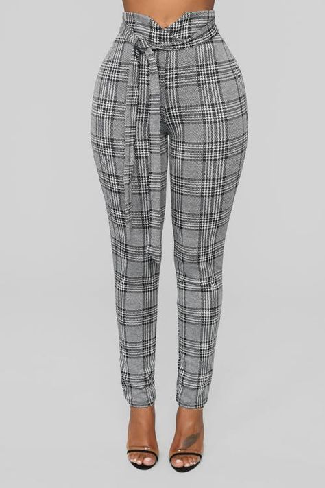 Grey plaid pants outfit