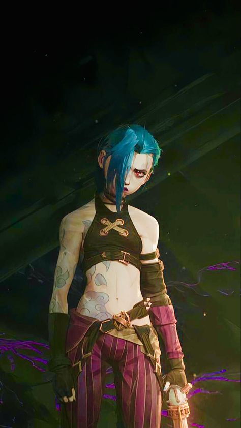 Jinx Physique, Jinx Body Arcane, Jinx Body Type, Jinx Full Body Arcane, Jinx Tattoo, Jinx Wallpaper, League Of Legends Poster, Jinx Cosplay, Body Image Art