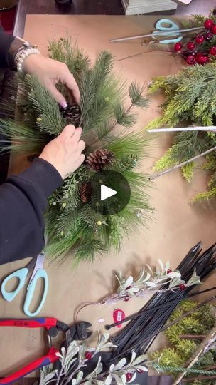 82K views · 1.7K reactions | A GORGEOUS GARLAND starts with just a simple swag …. Watch this short video for an inside look into how I make garlands!! 
My GARLAND WORKSHOP is pinned... | By On A Whimm Wreaths and Decor by Dona | Facebook Diy Christmas Swag How To Make, Corner Swags For Christmas Diy, Corner Swags For Christmas, Evergreen Swag Diy, Simple Christmas Wreath Ideas, How To Make A Corner Christmas Swag, Diy Fresh Pine Garland, Christmas Crafts Wreaths & Garlands, Garland Ideas