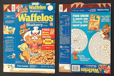 Cereal Box Games, Wheaties Cereal, Kelloggs Cereal, Cereal Nostalgia, Cereal Packaging, 80's Cereal Boxes, Maze Game, Cereal Boxes, Free Games