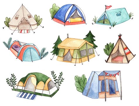 Tent Drawing, Camping Drawing, Camping Pics, Camper Art, Camping Clipart, Field Journal, Simple Line Drawings, Camping Art, Camping Tent