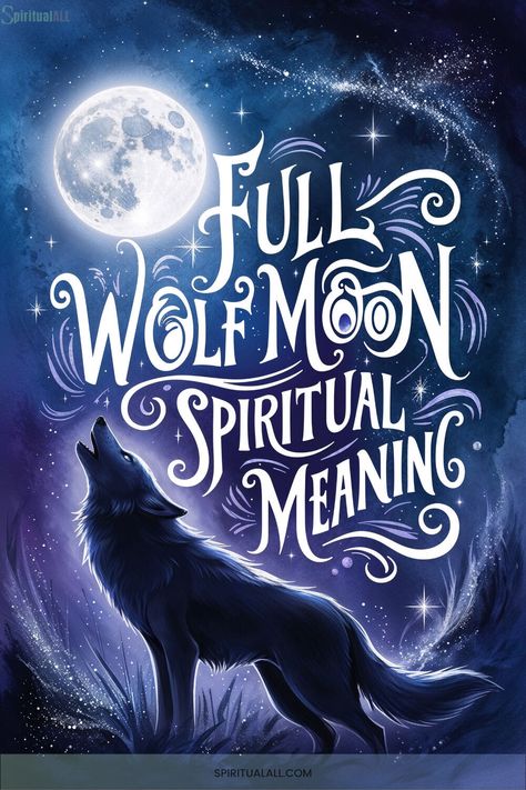 Discover why the Full Wolf Moon is spiritually significant. Its energy encourages self-reflection, heightened intuition, and personal transformation. Embrace its mystical power. #MoonSpiritualMeaning #Transformation #LunarGuidance Wolf Moon Prayer, Mystical Wolf Art, Wolf Moon Art, Full Wolf Moon, Moon Spiritual, Dreams Meaning, Mystical Wolf, Inner Transformation, Magical Herbs