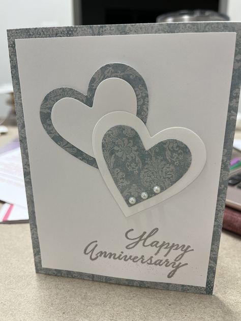 How To Make Anniversary Cards, 50 Anniversary Cards Handmade, Stampin Up Wedding Cards 2024, Wedding Card Diy Handmade, Anniversary Cards Handmade For Husband, Stampin Up Anniversary Cards For Husband Handmade, Home Made Wedding Cards, Anniversary Homemade Cards, Homemade Engagement Cards