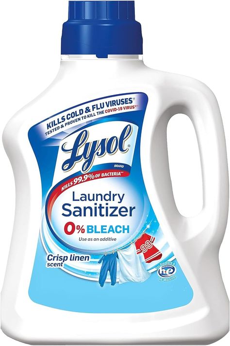 Lysol Laundry Sanitizer Additive, Bacteria-Causing Laundry Odor Eliminator, 0% Bleach Laundry Sanitizer, color, , 90 Fl Oz Crisp Linen Lysol Laundry Sanitizer, Laundry Sanitizer, Additive Color, Bleach Alternative, Washing Machine Drum, Scent Booster, Disinfectant Spray, Liquid Laundry Detergent, Laundry Liquid