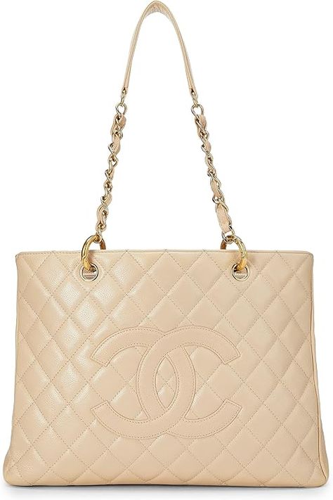 Amazon.com: Chanel, Pre-Loved Beige Quilted Caviar Grand Shopping Tote (GST), Beige : Luxury Stores Beige Luxury, Chanel Grand Shopping Tote, Elegant Accessories, Luxury Store, Luxury Vintage, High End Fashion, Shopping Tote, Designer Wear, Luxury Women