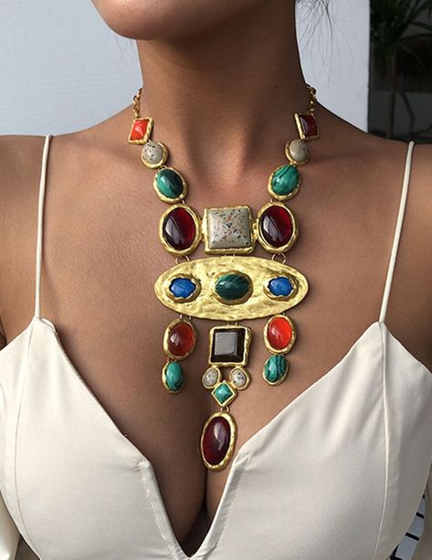 [PaidLink] 33 Statement Jewelry Necklace Vintage Inspired Recommendations To Copy Now #statementjewelrynecklacevintageinspired Aztec Jewelry, Statement Jewelry Necklace, Boho Statement Necklace, Multi Coloured Necklaces, Jewelry For Sale, Jewelry Images, Fashion Jewelry Earrings, Baroque Fashion, Colourful Necklace