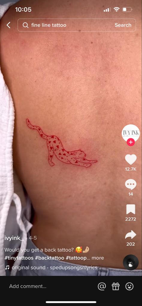 Fine Line Cheetah Tattoo, Tiger Fine Line Tattoo, Line Tattoos Back, Small Tiger Tattoo For Women, Small Cheetah Tattoo, Tiny Tiger Tattoo, Hello Kitty Hairstyles, Red Tiger Tattoo, Fine Line Tiger Tattoo