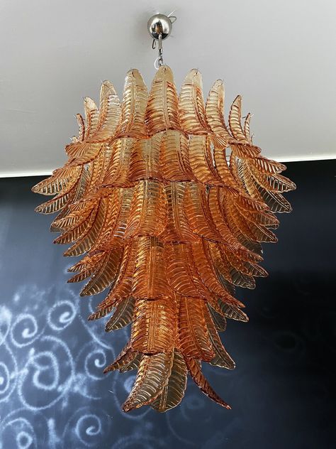 Fancy Italian Murano Felci Glass Chandelier 75 Amber Glasses - Etsy Australia Marble Lamp, Murano Chandelier, Iron Lamp, Wood Lamps, Crystal Lamp, Ceramic Lamp, Glass Chandelier, Rich Textures, Live Light