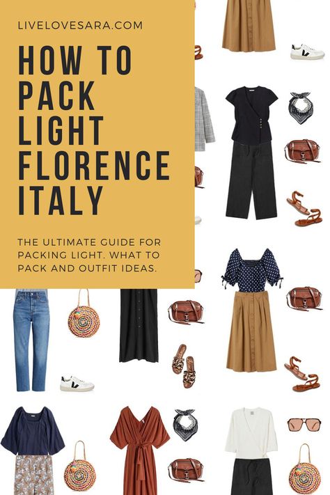 What to pack for 10 days in Florence packing list | Florence Outfit Ideas | What to Wear in Florence | Italy Packing list | Spring Packing List | Italy Outfit Ideas | What to Wear in Italy | Packing Light | Capsule Wardrobe | travel wardrobe | Summer packing list | travel capsule | livelovesara What To Wear In Florence Italy In Fall, 7 Days In Italy Outfits, Fall Italy Travel Outfits 2023, Spring Outfits 2023 Italy, Spring Outfits Italy Womens Fashion, 10 Days In Italy Packing Lists Fall, 10 Days In Italy Outfit, Genoa Italy Outfit, Packing For 10 Days In Italy