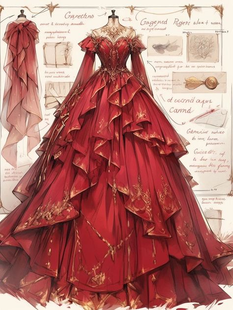 Old Fashion Dresses, Clothing Design Sketches, Fantasy Dresses, Fashion Drawing Dresses, Princess Gown, Dress Design Sketches, Fashion Illustration Dresses, Dress Sketches, Dress Drawing