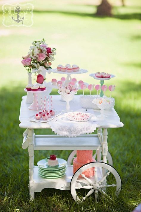 Strawberry Shortcake Tea Party Feature Cute Bakery, High Tea Party, Princess Tea Party, Tea Cart, Girls Tea Party, Party Deco, Vintage Tea Party, Afternoon Tea Parties, Tea Party Garden