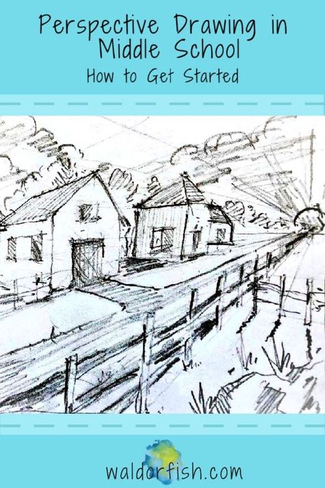 Ready to begin Perspective Drawing with your middle school student? We have everything you need to get started!   waldorfish | perspective drawing | art lesson | waldorf art | middle school art | Teaching Perspective, Art Middle School, Waldorf Art, 7th Grade Art, Middle School Art Projects, Art Lessons Middle School, Perspective Drawing Lessons, Drawing Exercises, Perspective Art