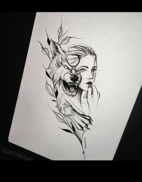 Back Tattoo Women Wolf, Wolf Woman Tattoo Design, Wolf Tattoo Arm For Women, Wolf With Woman Tattoo, Wolf Tattoo Back Woman, Female Wolf Tattoo For Women, Women And Wolf Tattoo, Howling Wolf Tattoo For Women, Wolf Tattoo For Women Leg