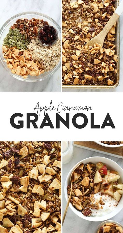 It is easy to make a big batch of this apple cinnamon granola. Apple Cinnamon Granola Recipe, Apple Granola Recipe, Homeschool Lunches, Homemade Healthy Granola, Apple Cinnamon Granola, Fall Granola, Healthy Homemade Granola Recipe, Apple Granola, Homemade Granola Healthy