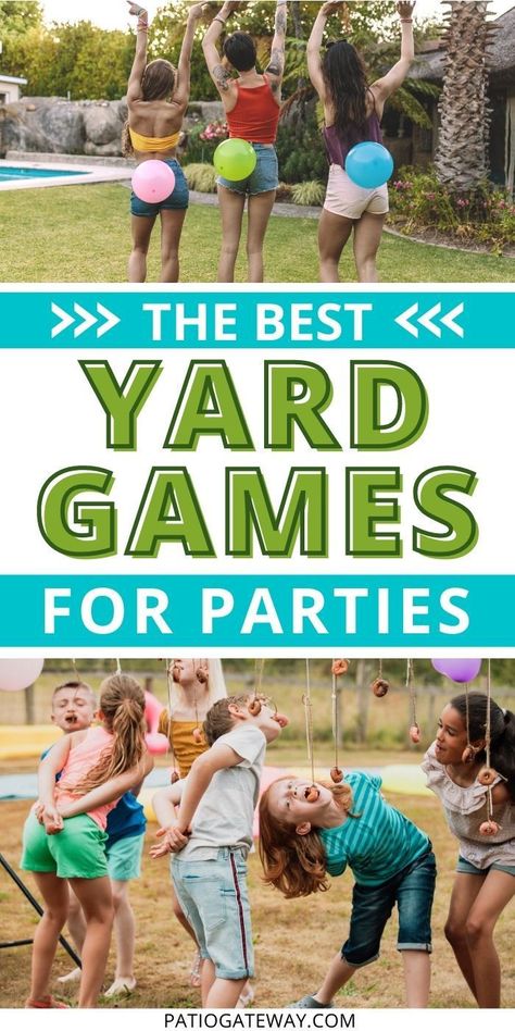 Best Yard Games for Parties | Best Outdoor Party Games | Best Yard Games | Best Large Yard Games | Games for all ages | Outdoor Birthday Party Games | Best Yard Games for a Family | Outdoor Game Night Games | #games #yardgames #backyard #partyplanning #entertaining Outside Party Games, Outdoor Birthday Games, Games For Parties, Yard Games For Kids, Outdoor Games Adults, Summer Outdoor Games, Backyard Party Games, Summer Party Games, Family Games Outdoor