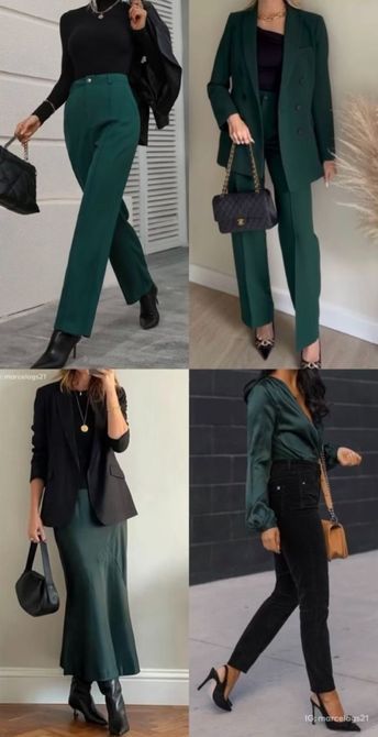 A professional tailored dress for the office Green Pant Work Outfit, Business Professional Outfits, Color Combos Outfit, Casual Day Outfits, Classy Work Outfits, Stylish Work Outfits, Influencers Fashion, Casual Work Outfits, Green Pants